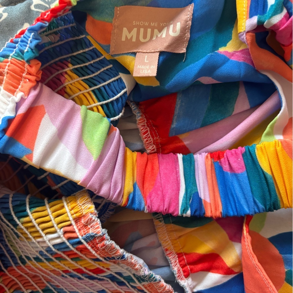 Show Me Your Mumu Just A Fling Dress Large Colorful Resort Dress Pockets - Picture 10 of 10